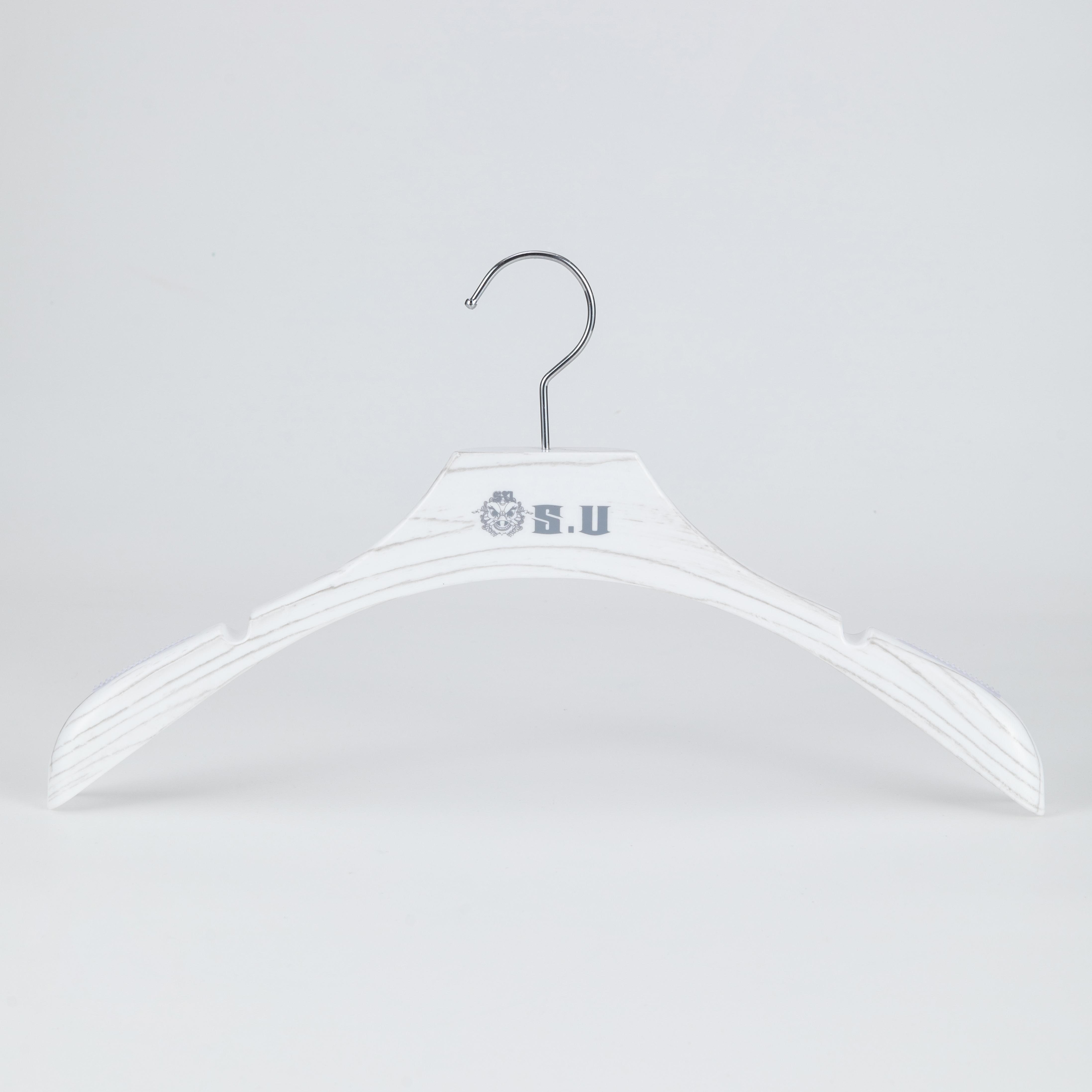 White Wood-Look Arched Shoulder Hanger