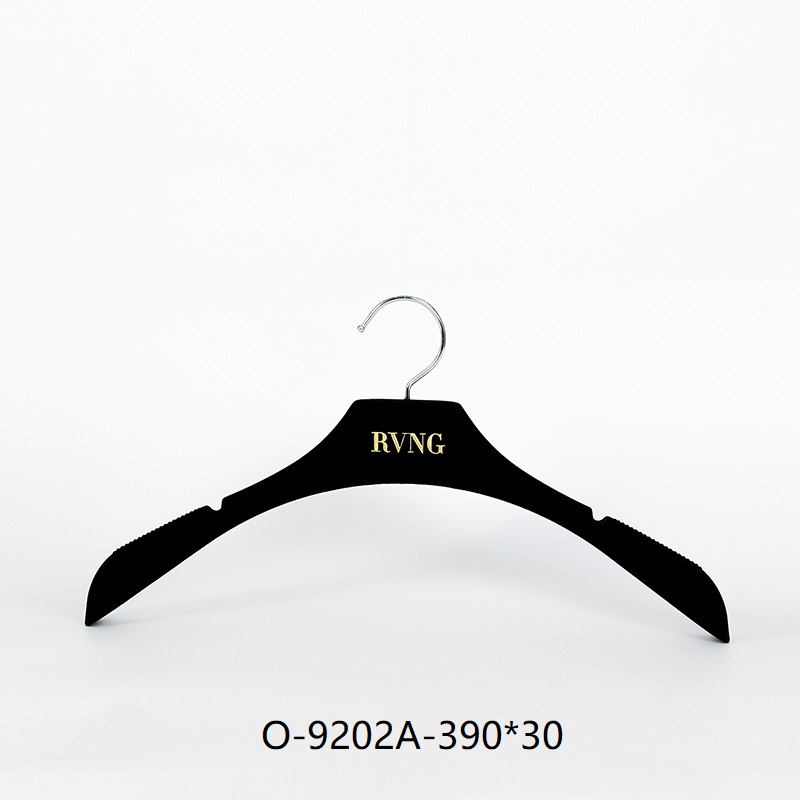 Black Non-Slip Wide Shoulder Hanger with Gold Logo