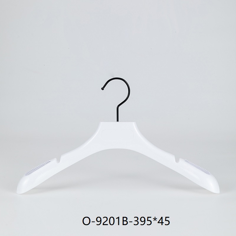 White Anti-Slip Wide Shoulder Hanger with Textured Surface for Garment Display