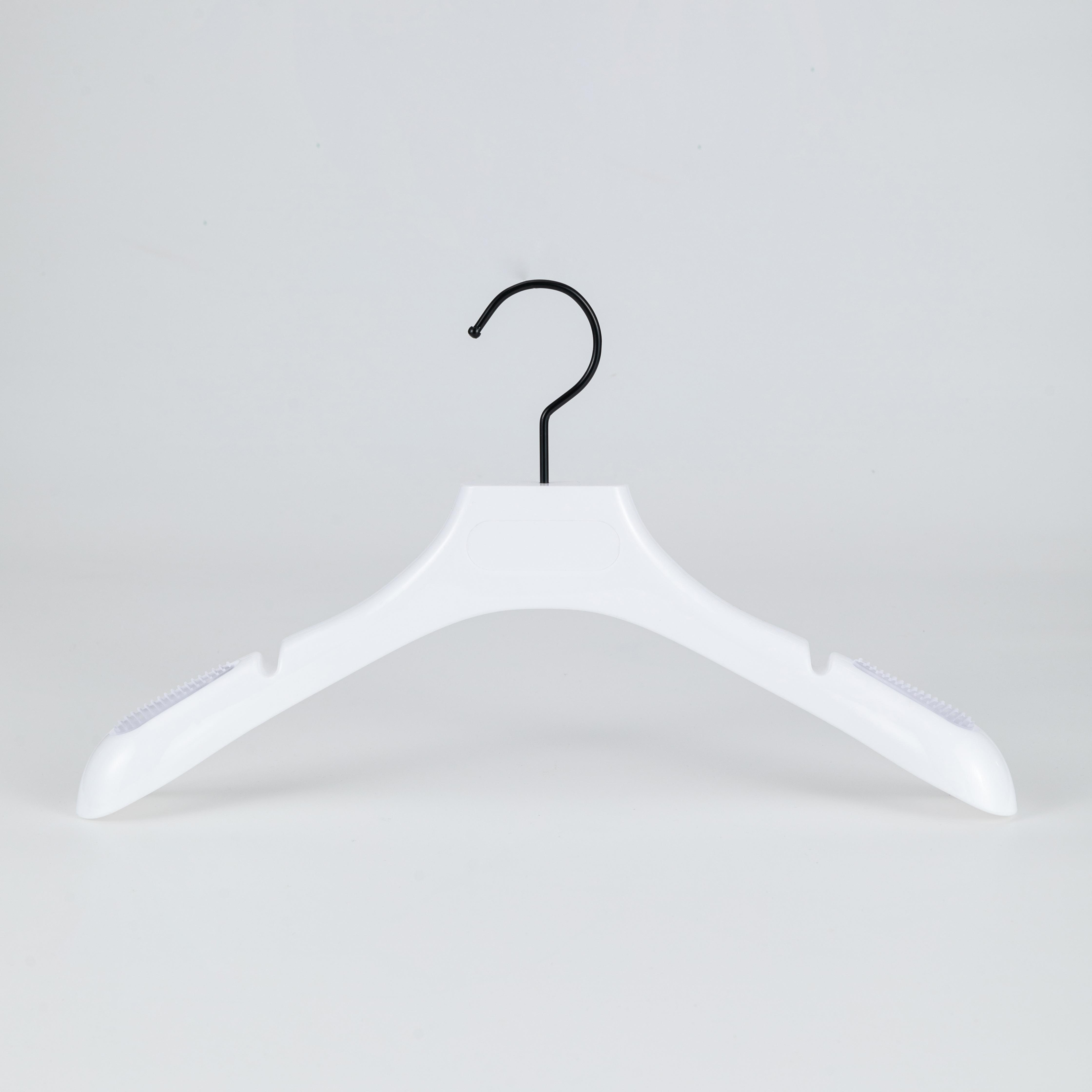 White Anti-Slip Wide Shoulder Hanger with Textured Surface for Garment Display
