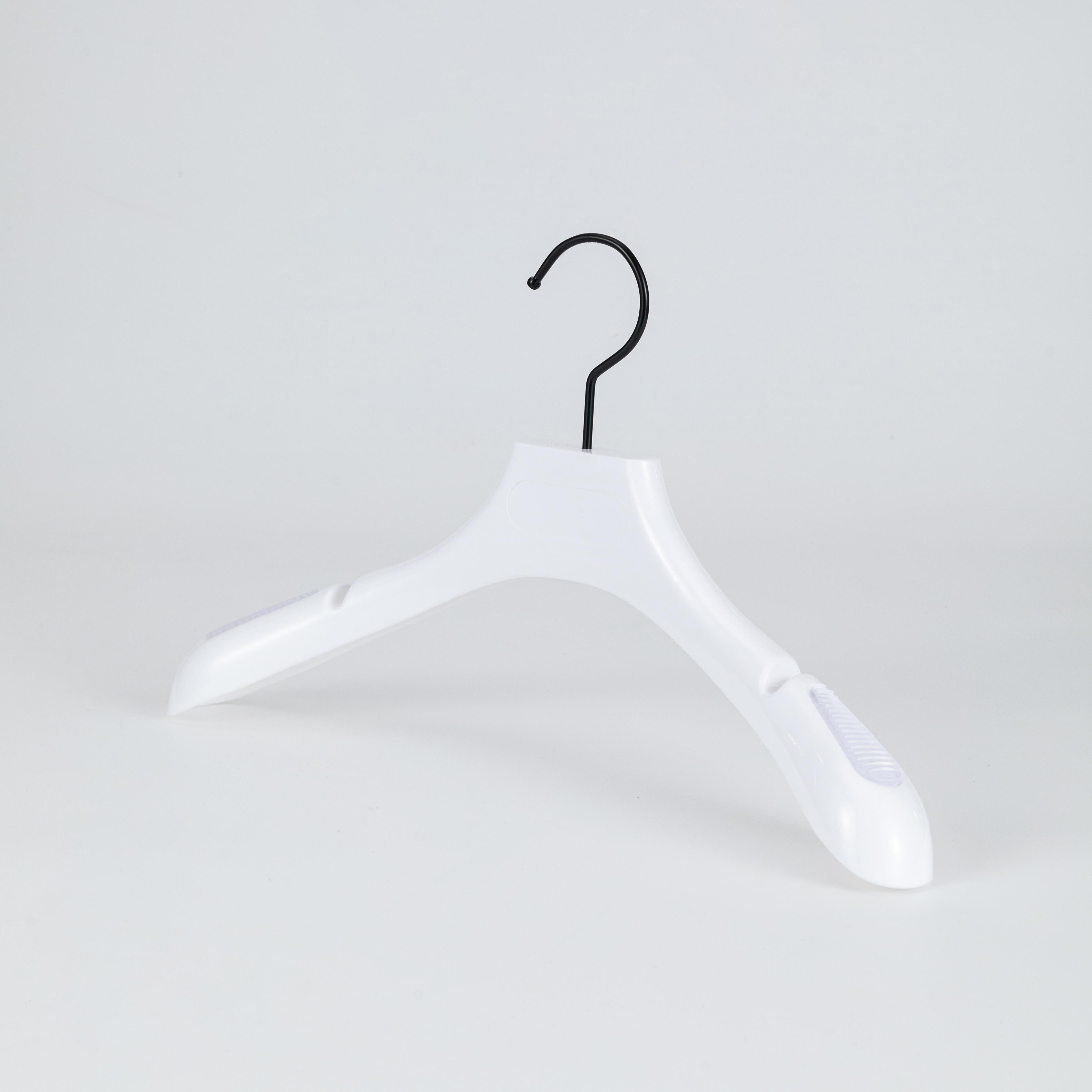 White Anti-Slip Wide Shoulder Hanger with Textured Surface for Garment Display