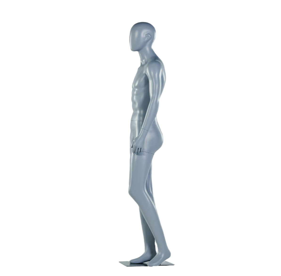 Maniquí masculino de cuerpo entero de color gris plateado
