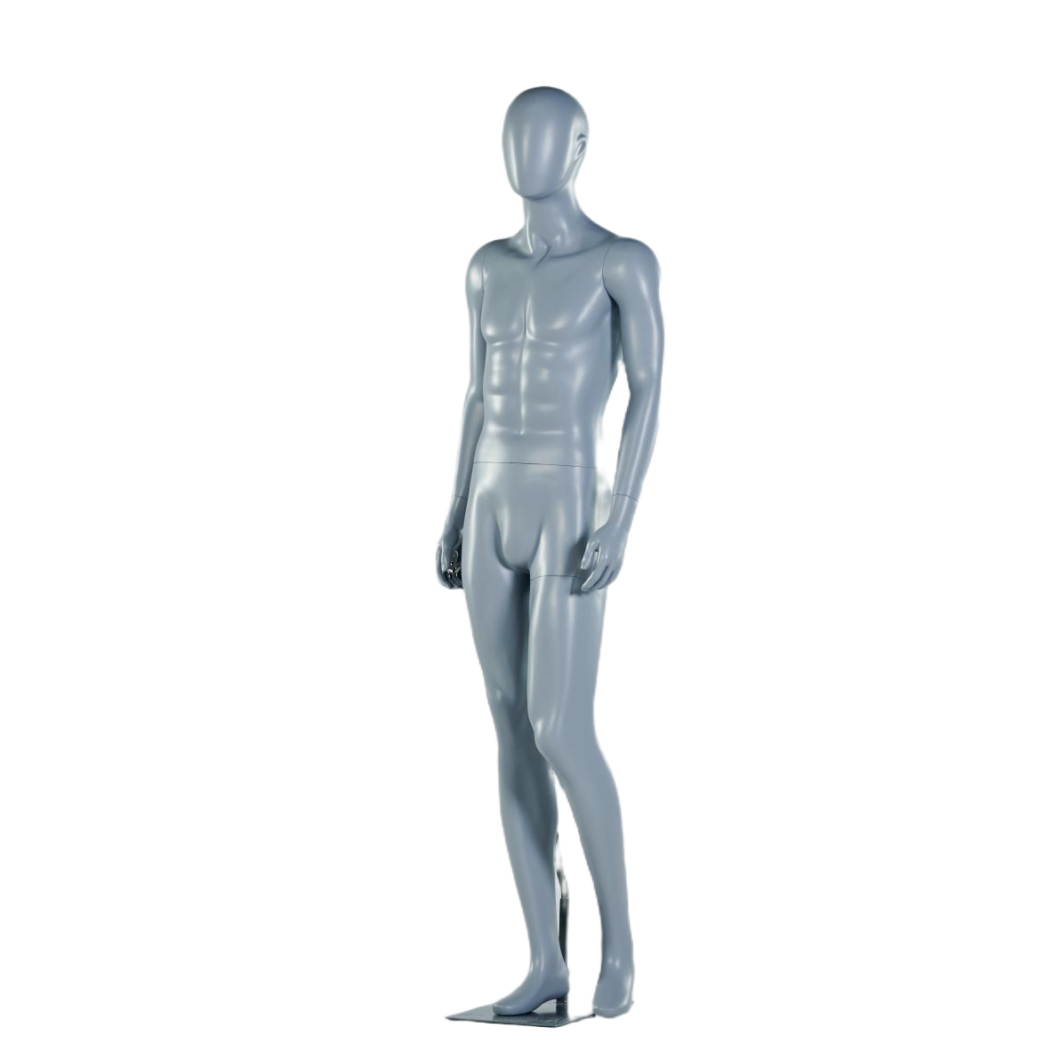 Maniquí masculino de cuerpo entero de color gris plateado