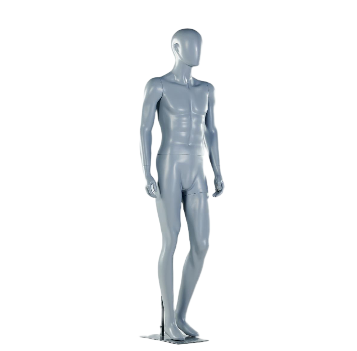 Maniquí masculino de cuerpo entero de color gris plateado