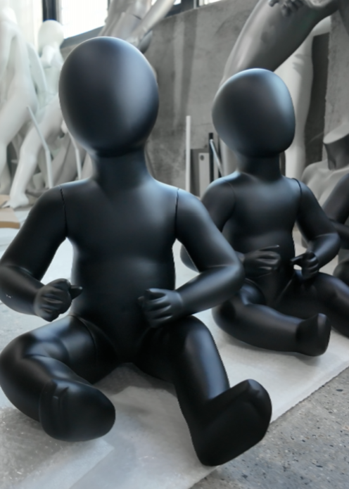 Newly finished sitting baby mannequins ready to ship.