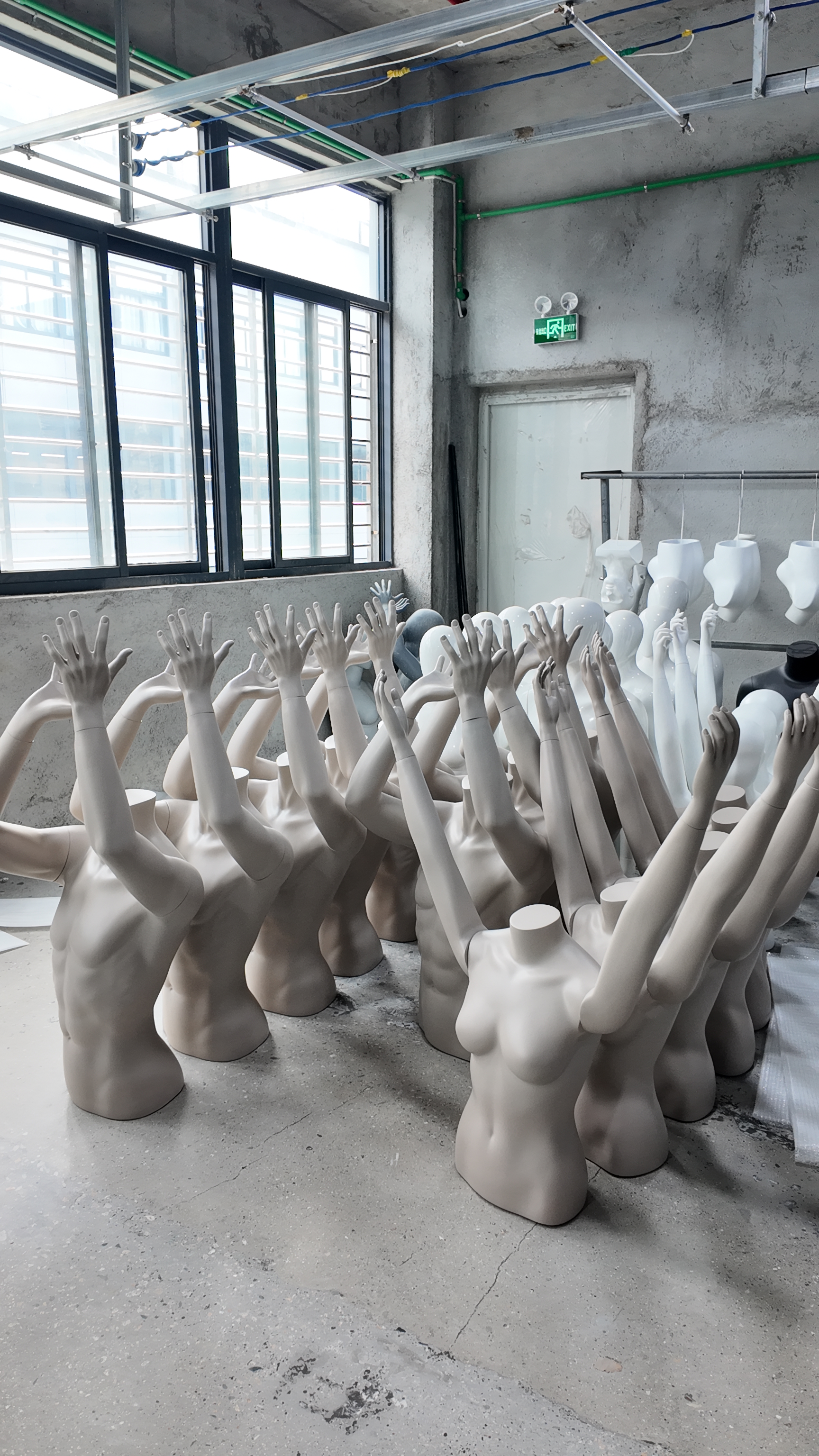 A new batch of half-length mannequins are on display