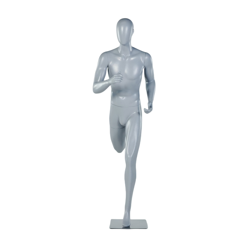 Manequim masculino em pose de corrida