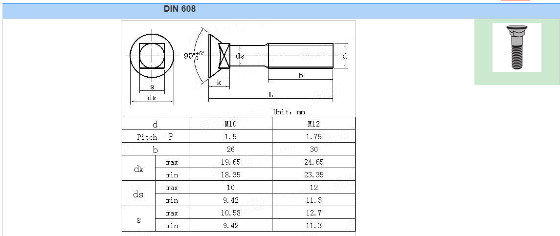 China countersunk head bolts 