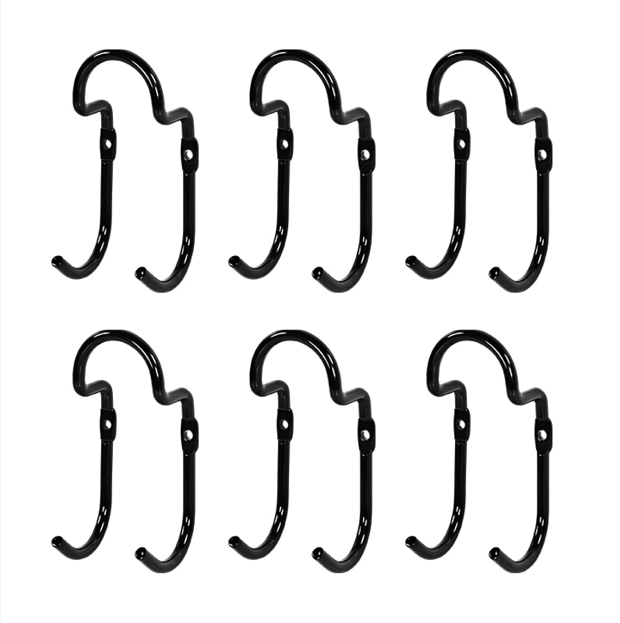 Black Wall Mounted Steel Extended Hook 6 Pcs