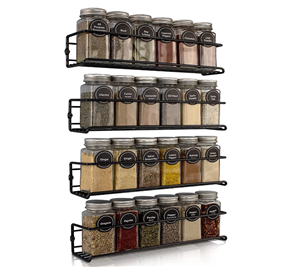 Spice Rack Organizer, Wall Mount, Space Saving Seasoning Organizer, Adhesive Hanging Spice Rack for Kitchen Cabinet, Cupboard