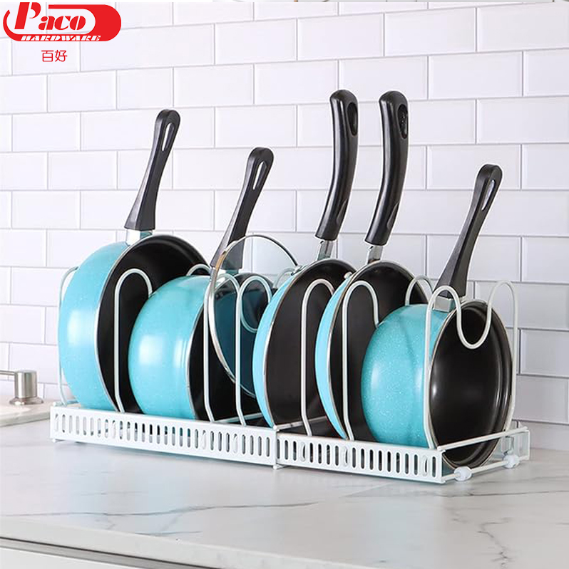 7 Adjustable Dividers Pot Lid Storage Rack