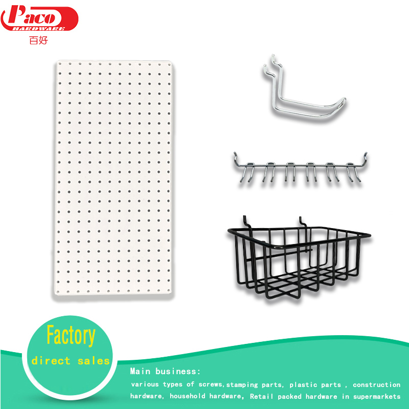 Pegboard Wall Rack Pet Supplies Organizer with Peg Hooks & Baskets