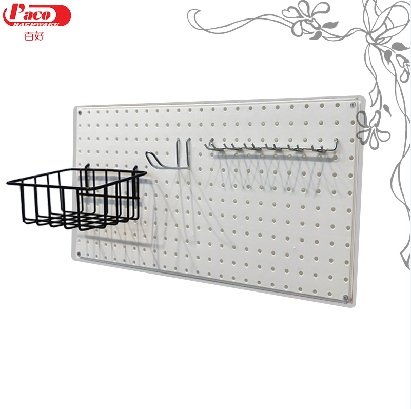 Pegboard Wall Rack Pet Supplies Organizer with Peg Hooks & Baskets