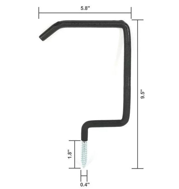 8-Inch Wall Mounted Screw-in Utility Hook, Vinyl Coated Steel Hook