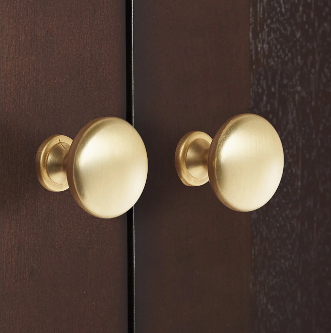 Factory Supply Brushed Brass Color Round Knob 2PCS/Set