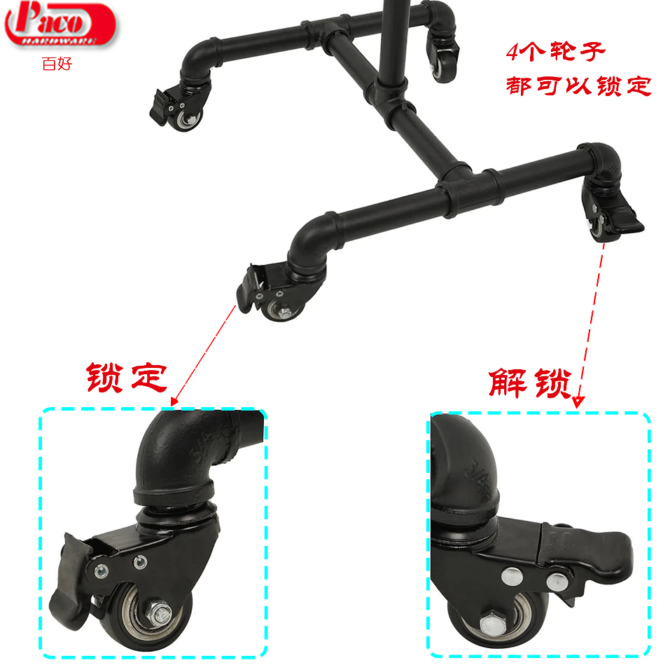 60 Inch Height Multifunctional Black Coat Rack Industrial Style