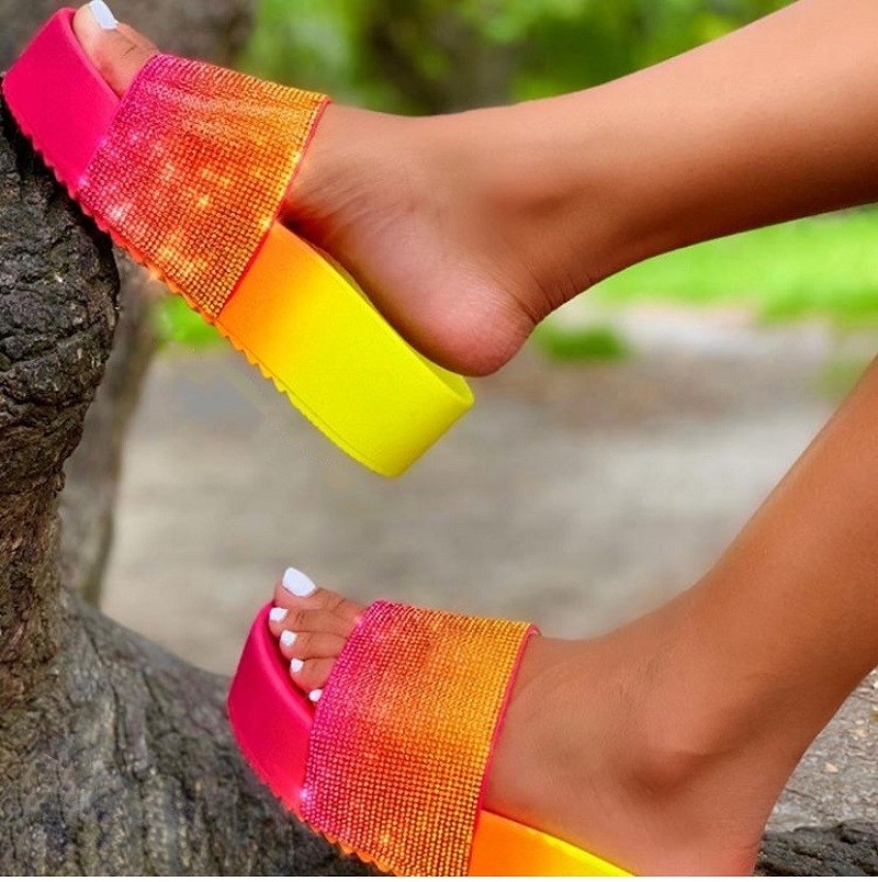 colorful slides shoes