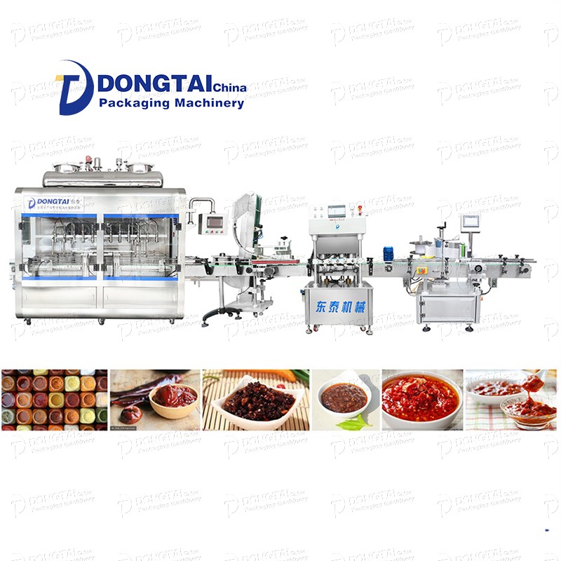 Automatic seafood chili tomato sauce filling and capping machine