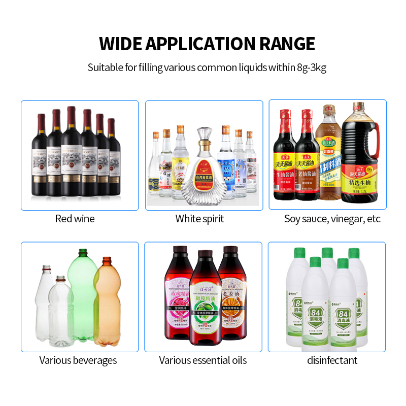 Automatic weighing filling machine Red wine essential oil soy sauce disinfectant liquid filling machine