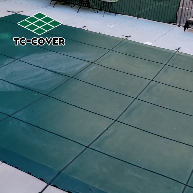 Inground polypropylene mesh safety pool cover