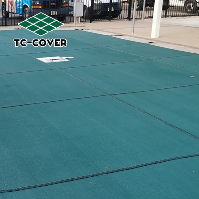 Inground polypropylene mesh safety pool cover