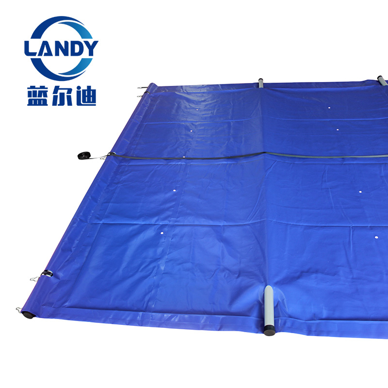 Best folding blue solid pool cover for special-shaped swimming pools