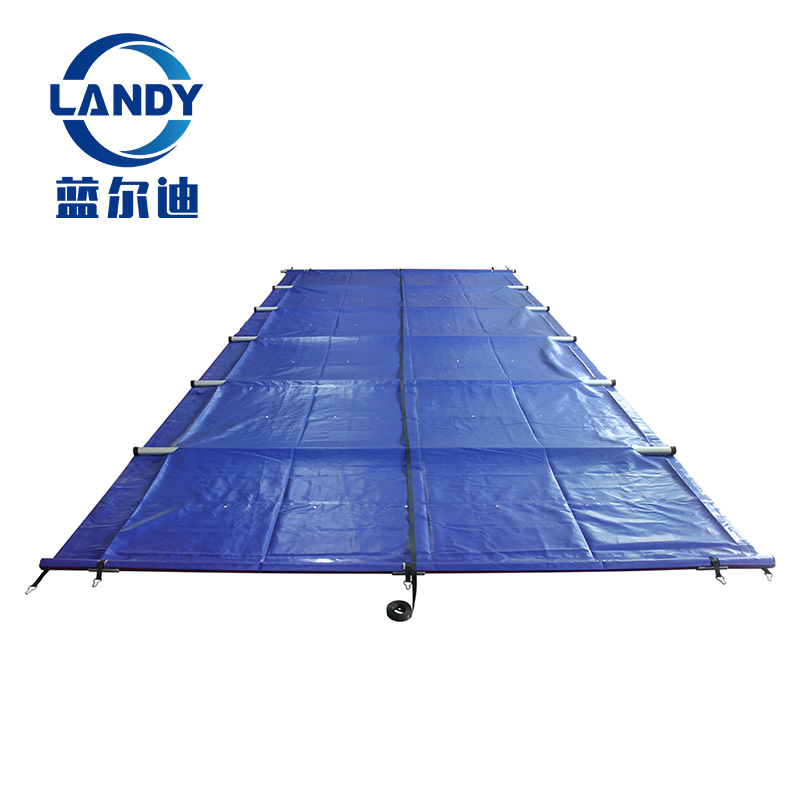 Best folding blue solid pool cover for special-shaped swimming pools