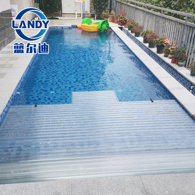 Landy White Transparentní automatické krycí lamely na bazén