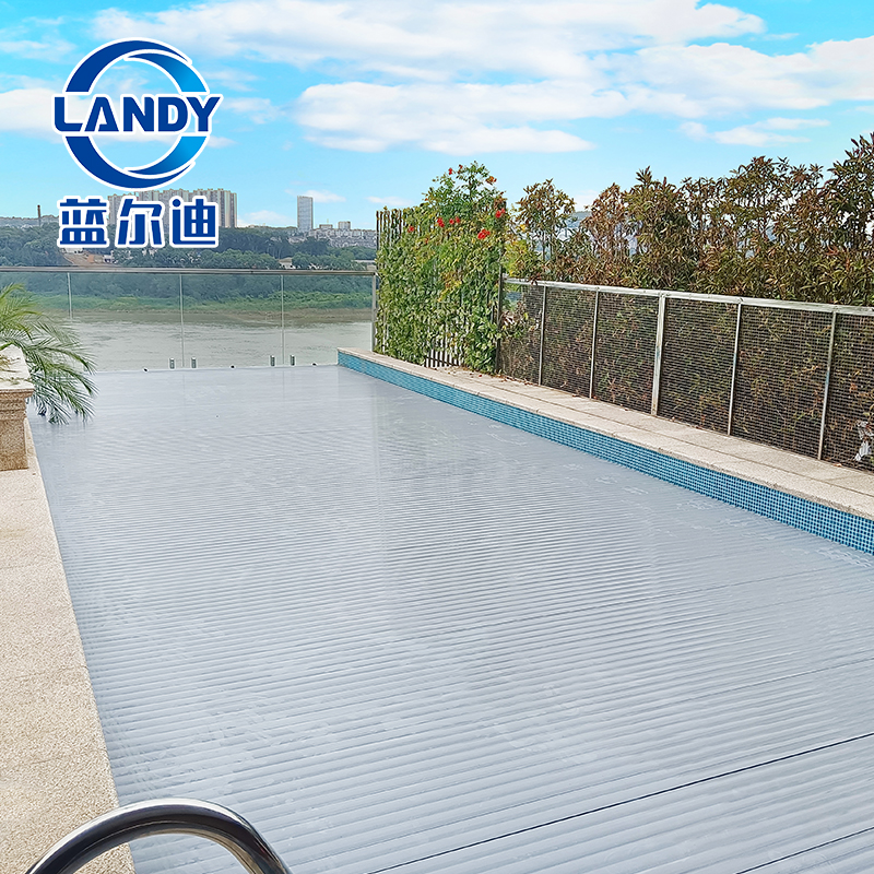 Coberturas para piscinas solares elétricas cinza Landy Overflow Pool