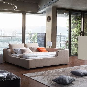 3091 Solid Wood King Beds Modern Fabric Bed Bedroom Set Bed