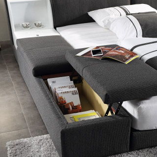 3058 Bedroom Bed Modern King Size Storage Beds Fabric Soft Beds
