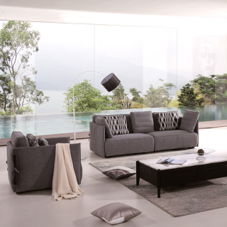 6025 New Foshan Fancy Grey Modern Simple Design Material Fabric Sectional Living Room Sofa Set
