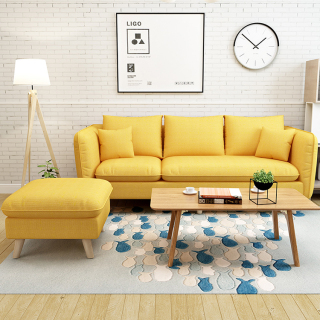 Luxury Living Room Furniture Sofa Sets Yellow Fabric Cloth Sectionals Sofas