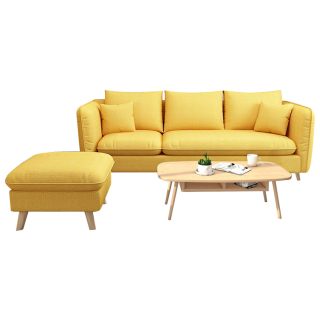 Luxury Living Room Furniture Sofa Sets Yellow Fabric Cloth Sectionals Sofas