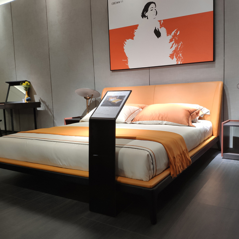 1903 Minimalist Style King Size Soft Bed Neues Design Doppelbett Einzelbetten aus Leder