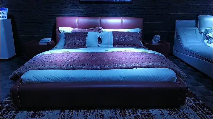 2509 Chinese Wedding Beds Double King Size Bed Modern Leather Bed