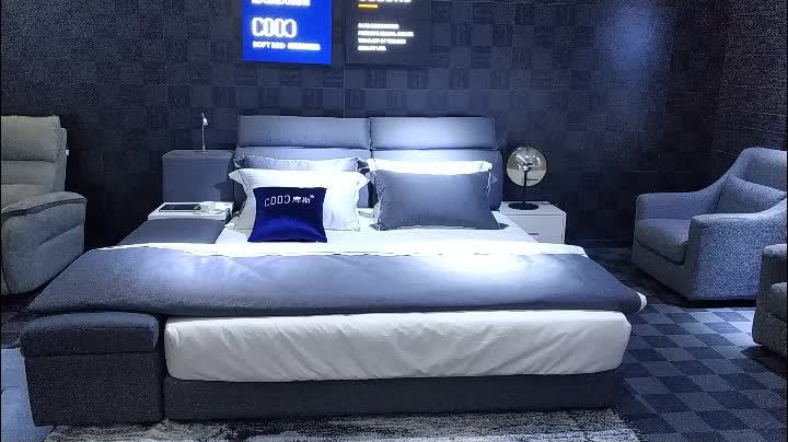 3150 Simpleng Kahoy na Frame ng King na Sukat ng Lahi na Tela na Tela na Katuwaan sa Tatami Bed