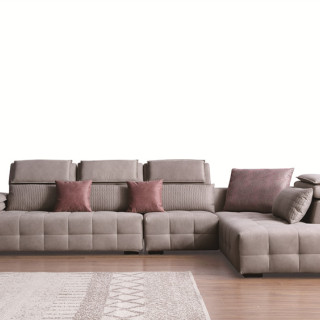 8008 Functional Headrest Home Furniture Living Room Corner Leatheraire Sofa Set