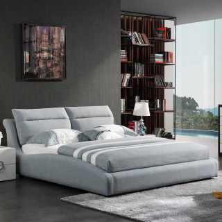 3059 Einfacher Stil Schlafzimmer Bett Stoff weiches Bett King Size Bett Designs