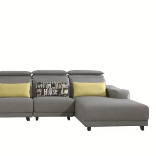 8125簡約風格的布藝轉角L形客廳功能沙發設計