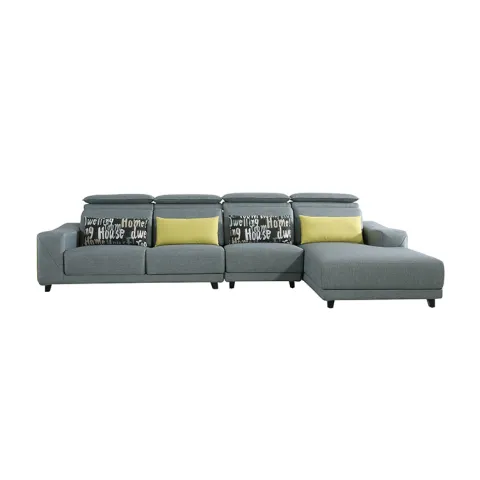 8125 Gaya Mudah Fabrik Sudut L Berbentuk Headrest Sofa Fungsian yang Kompleks Untuk Ruang Tamu