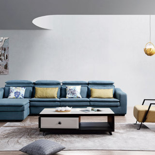 8092 Living Room Furniture Fabric Sofa Corner Sofa Style Function Headrest Sofa