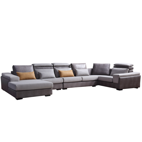 8058 Atmungsaktives Ledersofa-Set 7-Sitzer-Sofa in U-Form aus Leder Wohnzimmer-Sofa