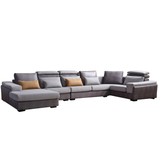 8058 Breathable Leather Sofa Set 7 Seater Leather U Shape Sofa Living Room Sofa