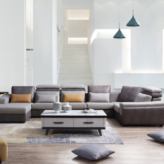 8058 Breathable Leather Sofa Set 7 Seater Leather U Shape Sofa Living Room Sofa