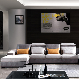 8058 Breathable Leather Sofa Set 7 Seater Leather U Shape Sofa Living Room Sofa