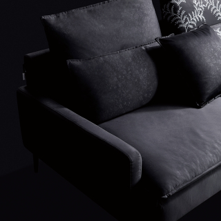 6018 Living Room Furniture Black Corner Sofa Modern Fabric Sofa Set