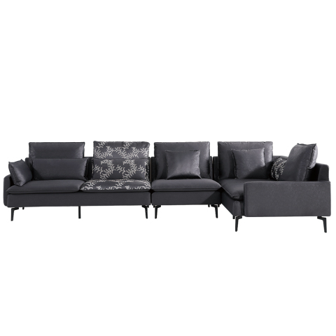 6018 Wohnzimmermöbel Schwarz Ecksofa Modern Fabric Sofa Set