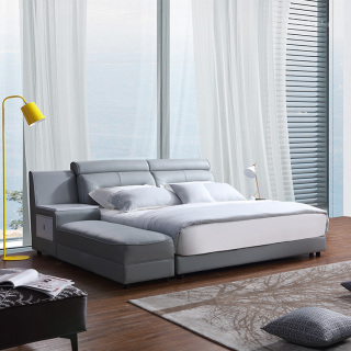 2339 Tempat Tidur Kamar Tidur Tempat Tidur King Modern Dengan Kabinet Tempat Tidur Kulit Lembut