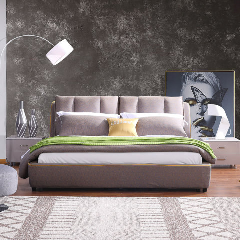 3122 Tela kasuotan sa silid-tulugan Muwebles Modern King Bed